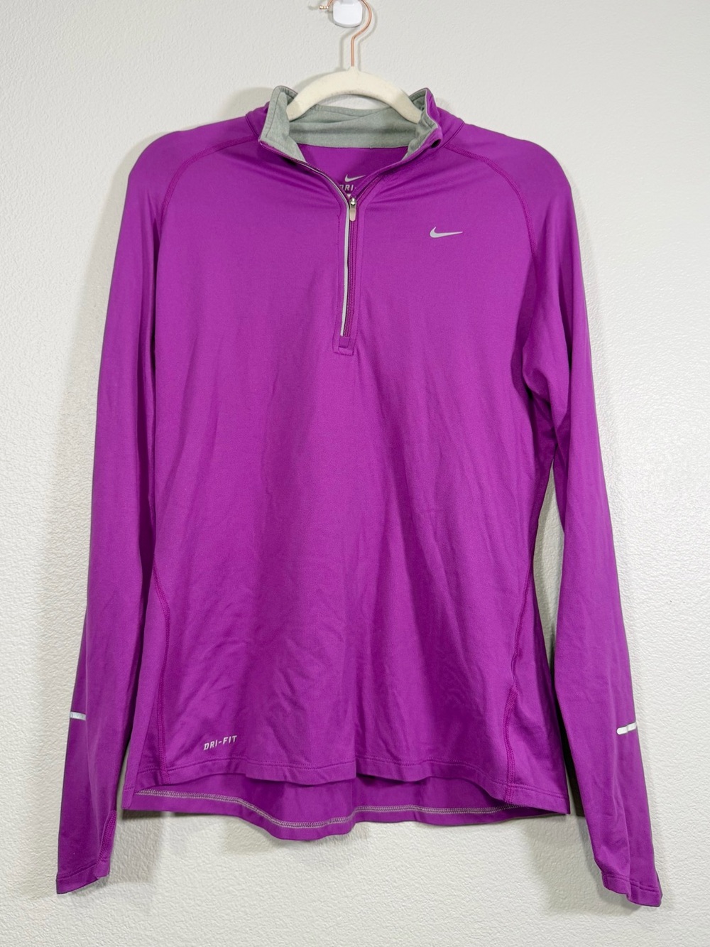 Nike Shirt Pullover Quarter-Zip Dri-FIT Long Sleeve Reflective Purple Women L